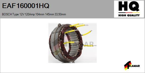 FLAMAR EAF160001HQ - Stator, alternator autospares.lv