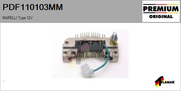 FLAMAR PDF110103MM - Rectifier, alternator autospares.lv