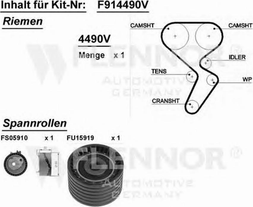 Flennor F914490V - Timing Belt Set autospares.lv