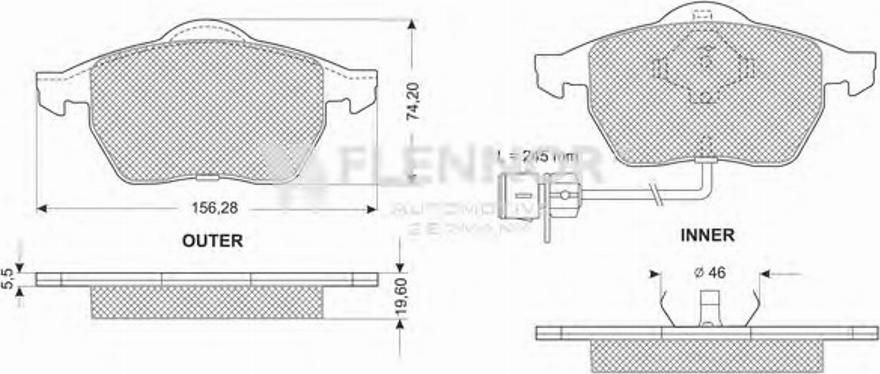 Flennor FB210183 - Brake Pad Set, disc brake autospares.lv