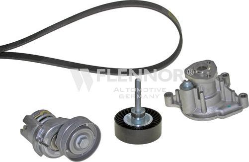 Flennor FP66PK1735 - Water Pump + V-Ribbed Belt Set autospares.lv