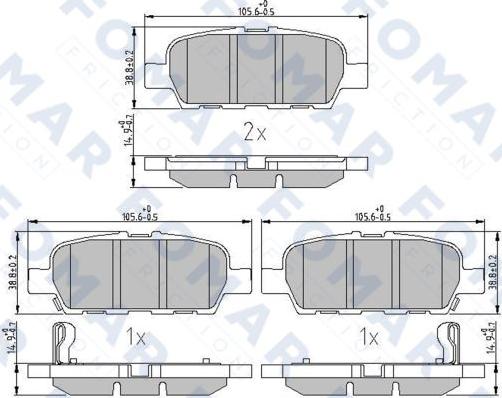 FOMAR Friction FO 809681 - Brake Pad Set, disc brake autospares.lv