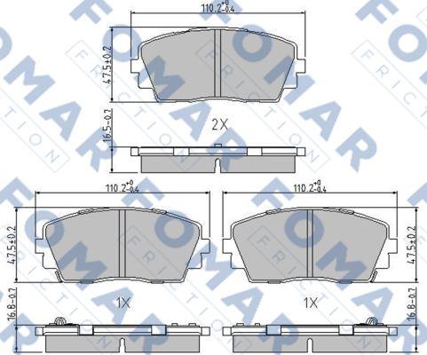 FOMAR Friction FO 244681 - Brake Pad Set, disc brake autospares.lv