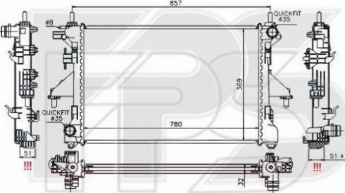 FPS FP 54 A1225-X - Radiator, engine cooling autospares.lv