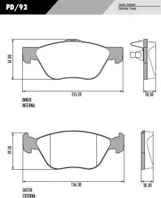 FRAS-LE PD92 - Brake Pad Set, disc brake autospares.lv