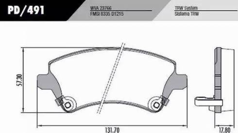 FRAS-LE PD/491 - Brake Pad Set, disc brake autospares.lv