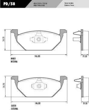 FRAS-LE PD58 - Brake Pad Set, disc brake autospares.lv