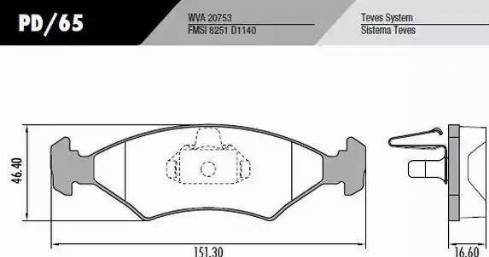 FRAS-LE PD65 - Brake Pad Set, disc brake autospares.lv