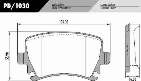 FRAS-LE PD/1030 - Brake Pad Set, disc brake autospares.lv