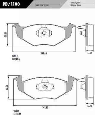 FRAS-LE PD1100 - Brake Pad Set, disc brake autospares.lv