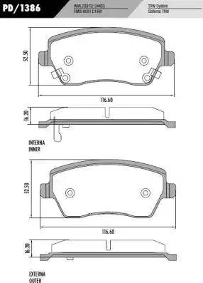 FRAS-LE PD/1386 - Brake Pad Set, disc brake autospares.lv