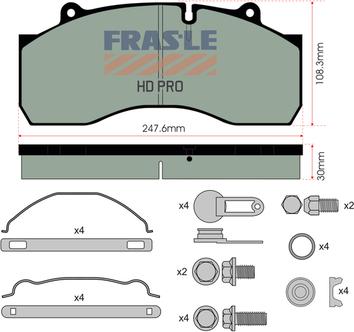 FRAS-LE PD/170-K016-HD - Brake Pad Set, disc brake autospares.lv