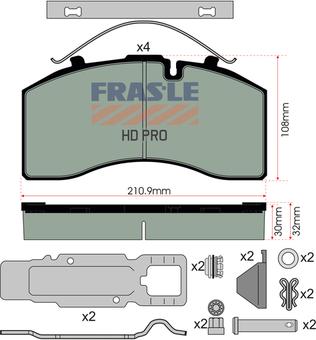 FRAS-LE PD/172-K023-HD - Brake Pad Set, disc brake autospares.lv