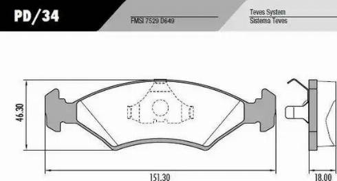 FRAS-LE PD/34 - Brake Pad Set, disc brake autospares.lv