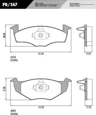 FRAS-LE PD367 - Brake Pad Set, disc brake autospares.lv