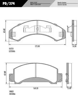 FRAS-LE PD374 - Brake Pad Set, disc brake autospares.lv