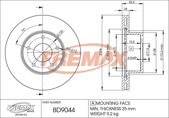 FREMAX BD-9044 - Brake Disc autospares.lv