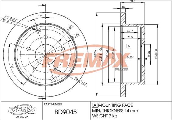 FREMAX BD-9045 - Brake Disc autospares.lv