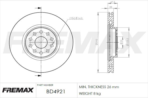 FREMAX BD-4921 - Brake Disc autospares.lv