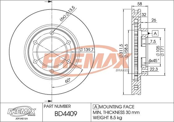 FREMAX BD-4409 - Brake Disc autospares.lv