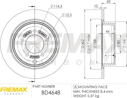 FREMAX BD-4648 - Brake Disc autospares.lv