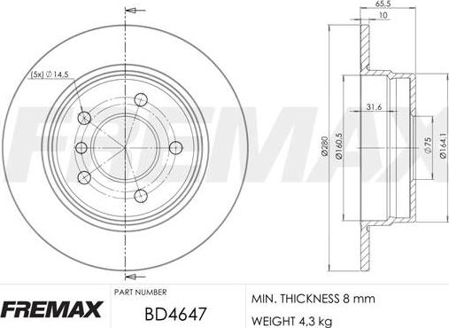 FREMAX BD-4647 - Brake Disc autospares.lv