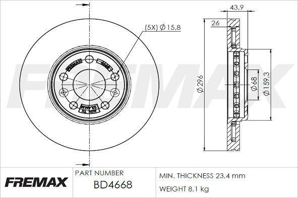 FREMAX BD-4668 - Brake Disc autospares.lv