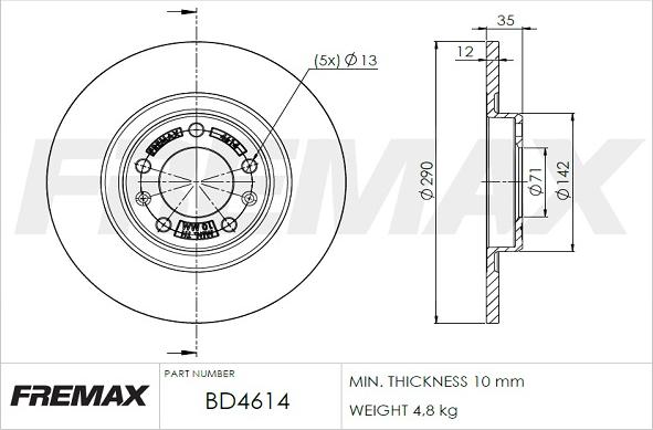 FREMAX BD-4614 - Brake Disc autospares.lv