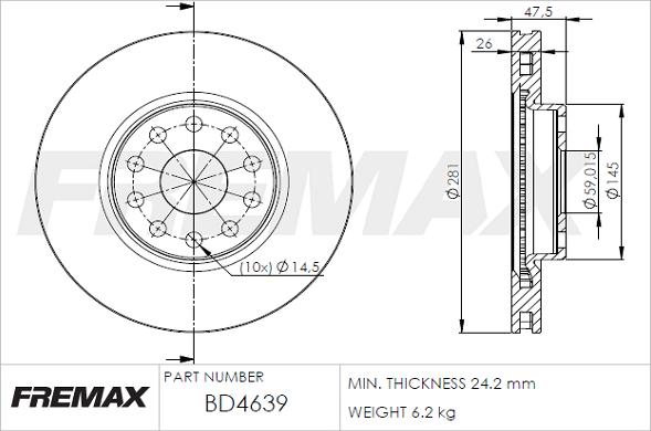 FREMAX BD-4639 - Brake Disc autospares.lv