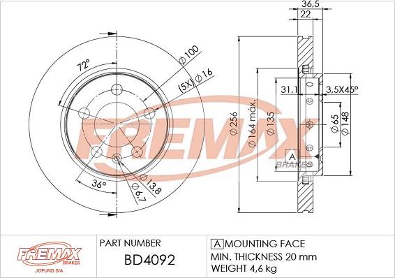 FREMAX BD-4092 - Brake Disc autospares.lv