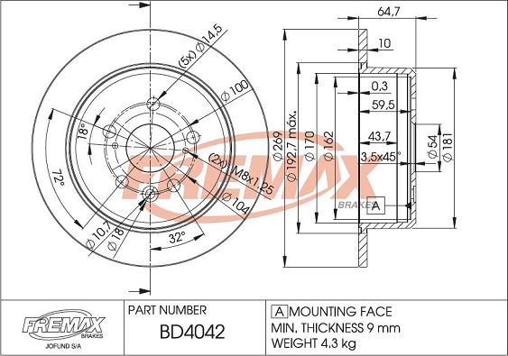 FREMAX BD-4042 - Brake Disc autospares.lv