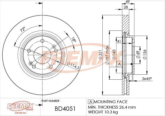 FREMAX BD-4051 - Brake Disc autospares.lv