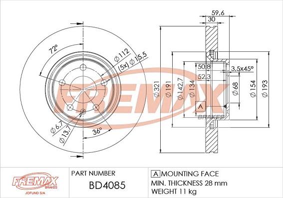 FREMAX BD-4085 - Brake Disc autospares.lv