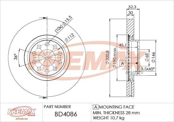 FREMAX BD-4086 - Brake Disc autospares.lv