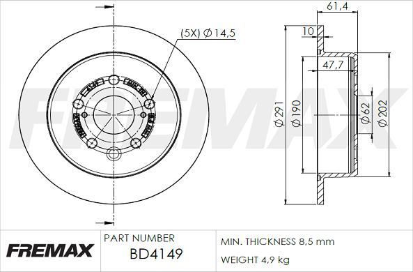 FREMAX BD-4149 - Brake Disc autospares.lv