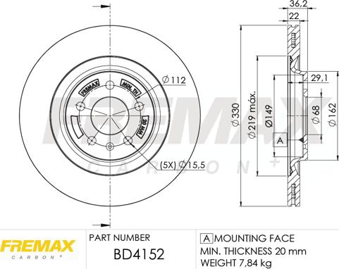 FREMAX BD-4152 - Brake Disc autospares.lv