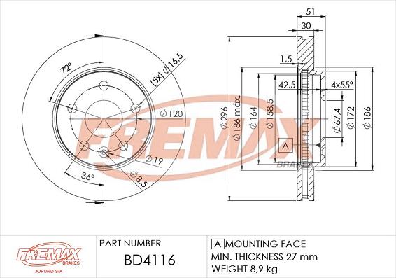 FREMAX BD-4116 - Brake Disc autospares.lv