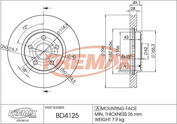 FREMAX BD-4125 - Brake Disc autospares.lv