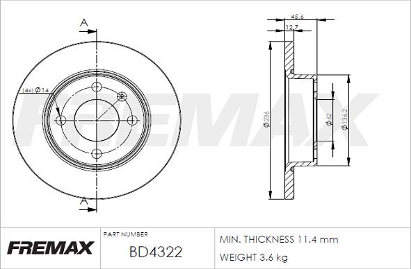 FREMAX BD-4322 - Brake Disc autospares.lv