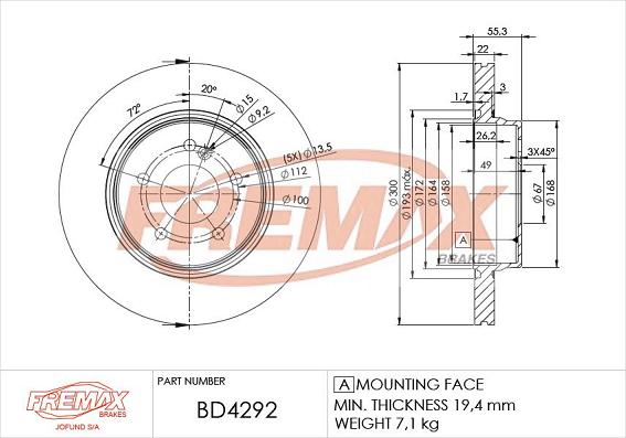 FREMAX BD-4292 - Brake Disc autospares.lv