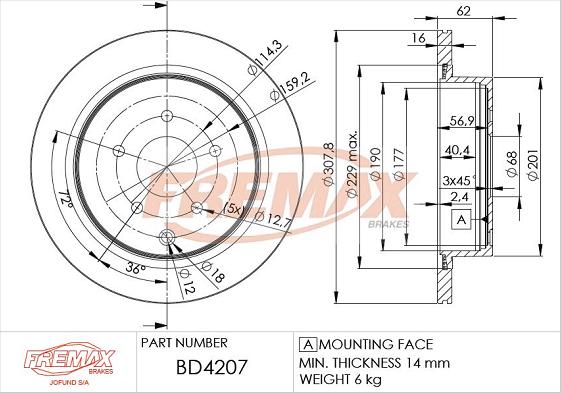 FREMAX BD-4207 - Brake Disc autospares.lv