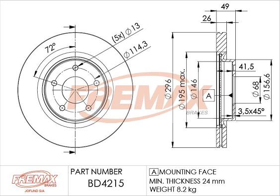 FREMAX BD-4215 - Brake Disc autospares.lv