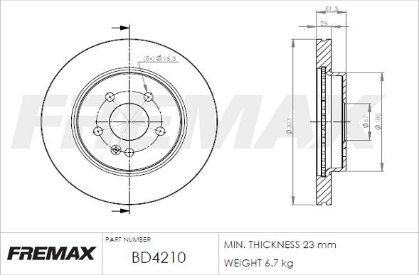 FREMAX BD-4210 - Brake Disc autospares.lv