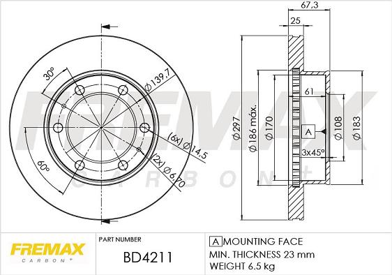 FREMAX BD-4211 - Brake Disc autospares.lv