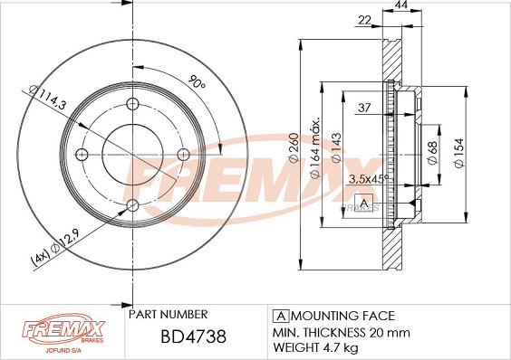 FREMAX BD-4738 - Brake Disc autospares.lv