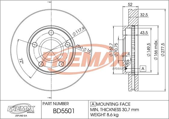 FREMAX BD-5501 - Brake Disc autospares.lv