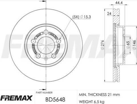 FREMAX BD-5648 - Brake Disc autospares.lv