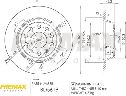 FREMAX BD-5619 - Brake Disc autospares.lv