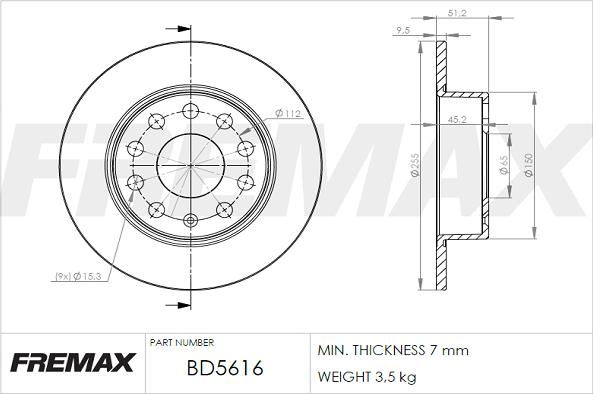 FREMAX BD-5616 - Brake Disc autospares.lv