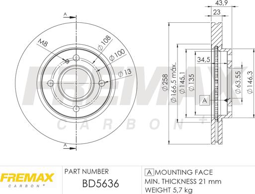 FREMAX BD-5636 - Brake Disc autospares.lv